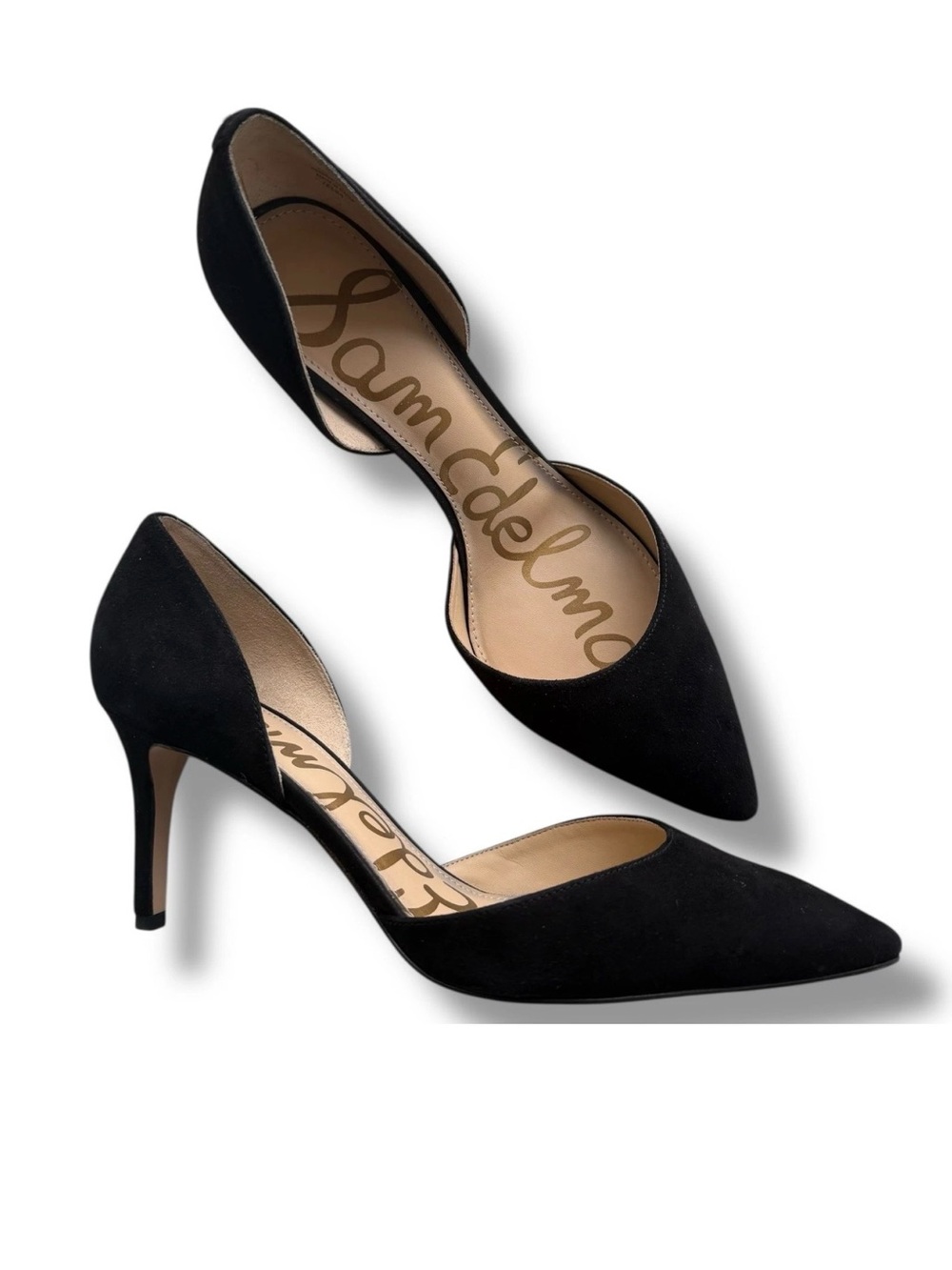 Sam Edelman Black Suede Pointed D'Orsay Pumps 9.5